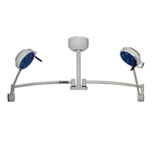 Lampa bezcieniowa LED L21-25TD zabiegowo-diagnostyczna dwuczaszowa sufitowa i opcja bezdotykowego wł./wył. oraz regulacji natężenia oświetlenia